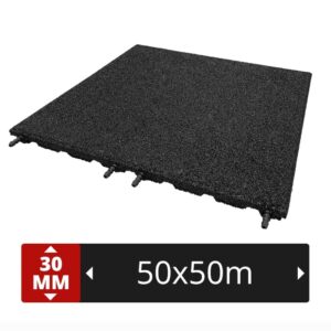 RUBBER TEGELS 50x50x3cm PEN & GAT (MET NOP) ZWART