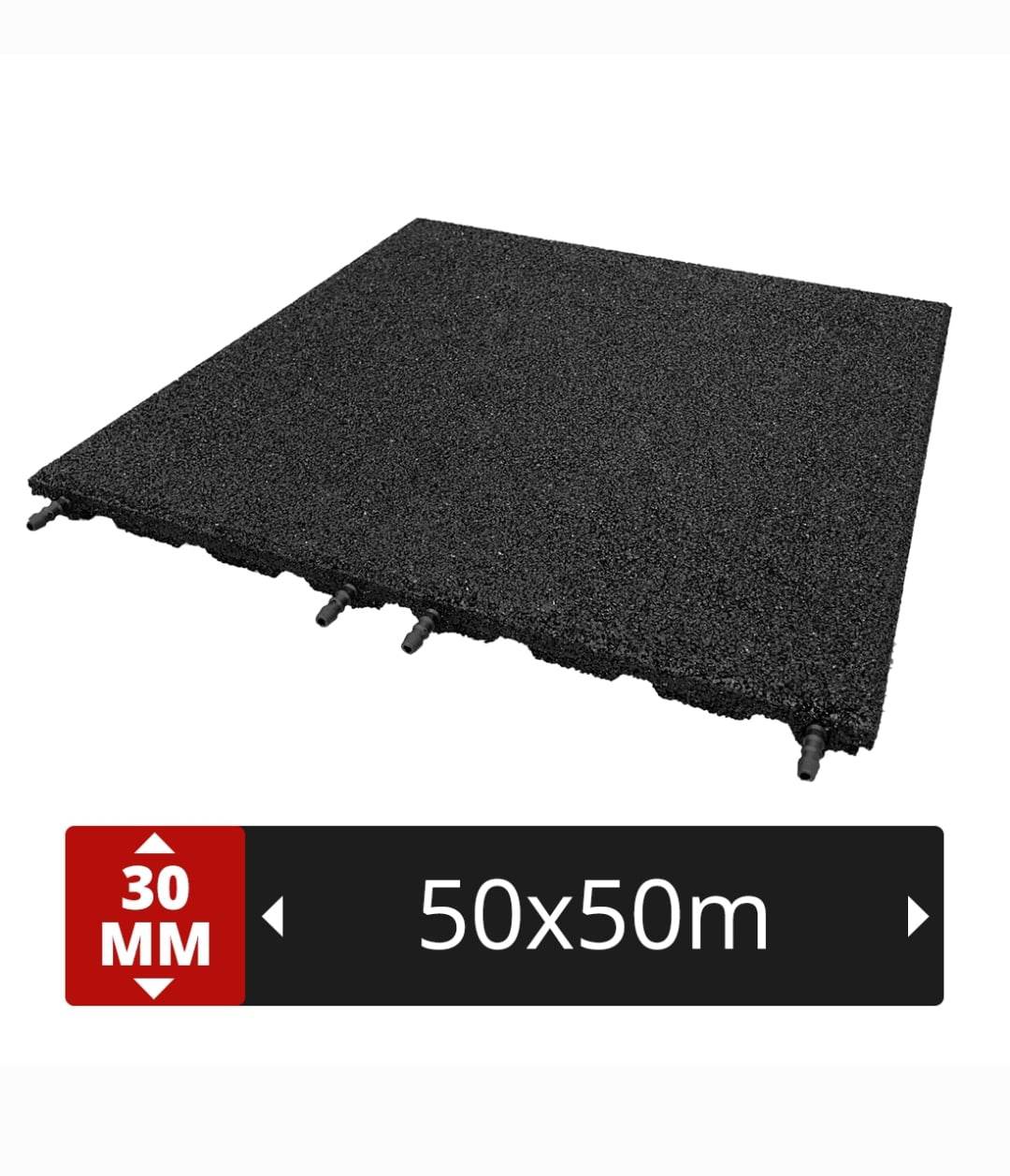 RUBBER TEGELS 50x50x3cm PEN & GAT (MET NOP) ZWART